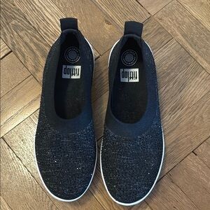 Fitflop Black Knit Slip-On Sneakers